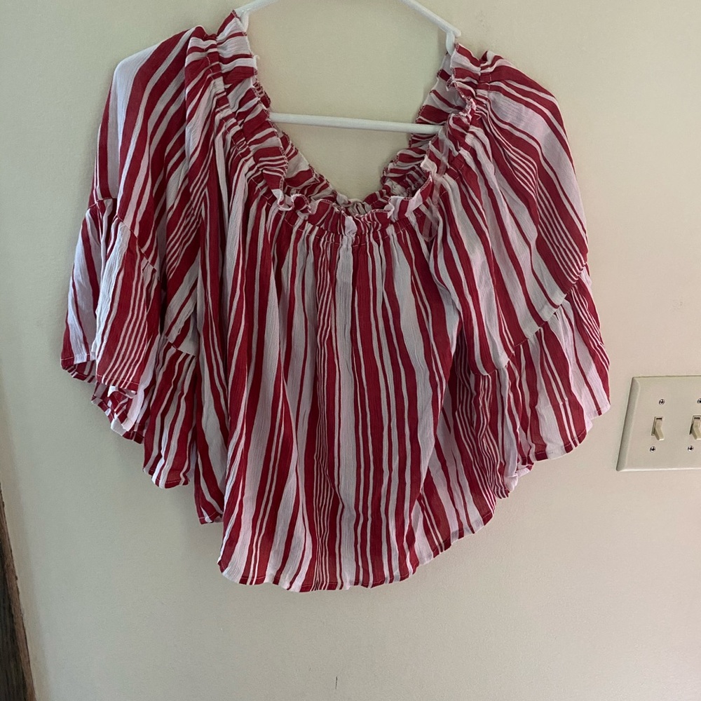 Red and white blouse